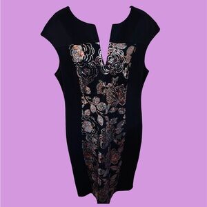 Connected Apparel Navy & Pink Sequin Cocktail Dress Size 12